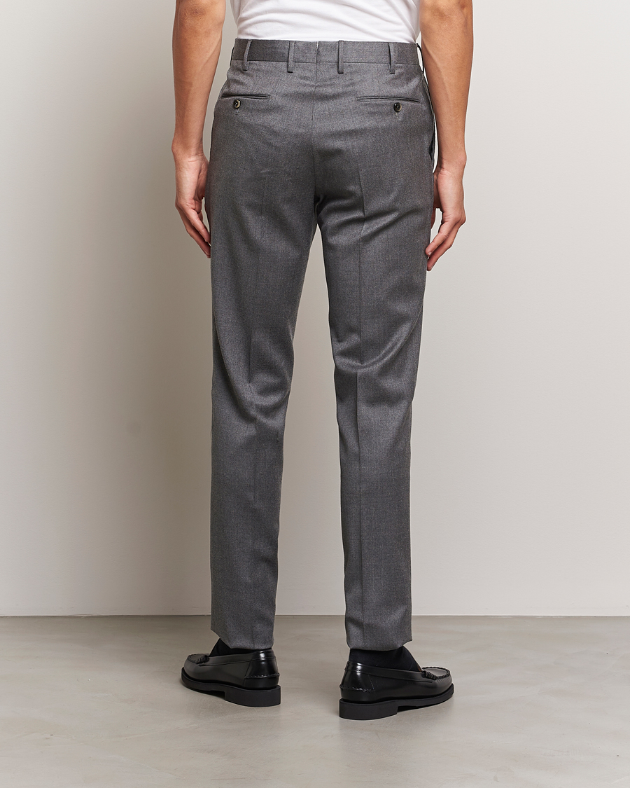 Mies | Housut | PT01 | Slim Fit Pleated Flannel Trousers Grey Melange