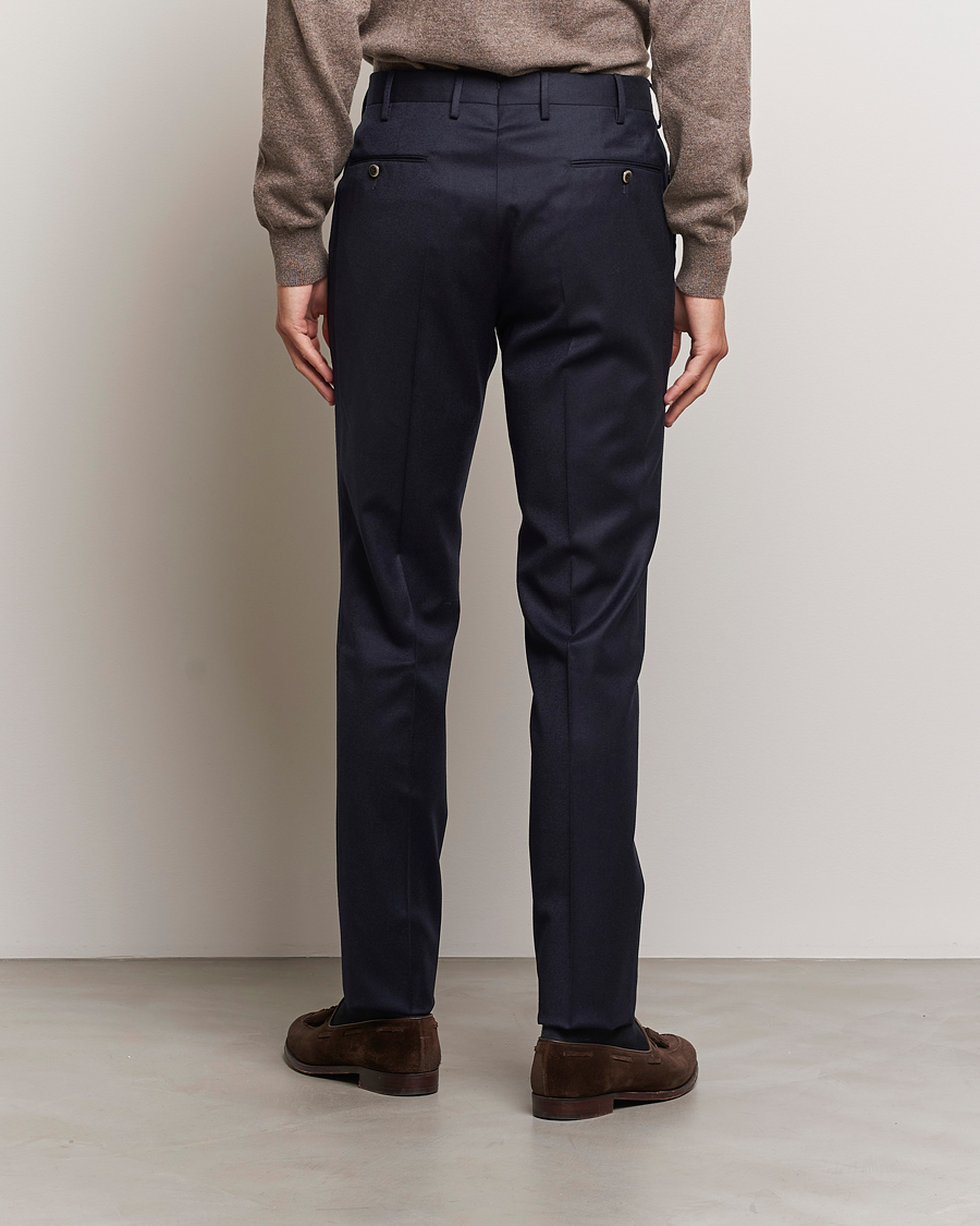 Mies | Housut | PT01 | Slim Fit Pleated Flannel Trousers Navy