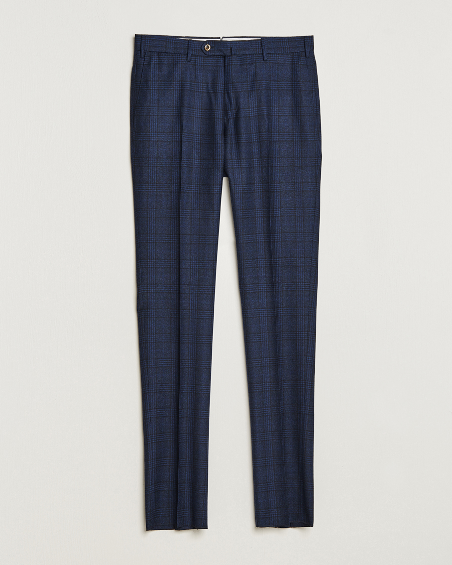 Mies | Housut | PT01 | Slim Fit Prince Of Wales Wool Trousers Navy