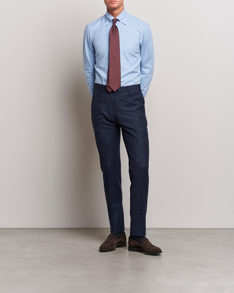 Mies | Housut | PT01 | Slim Fit Prince Of Wales Wool Trousers Navy