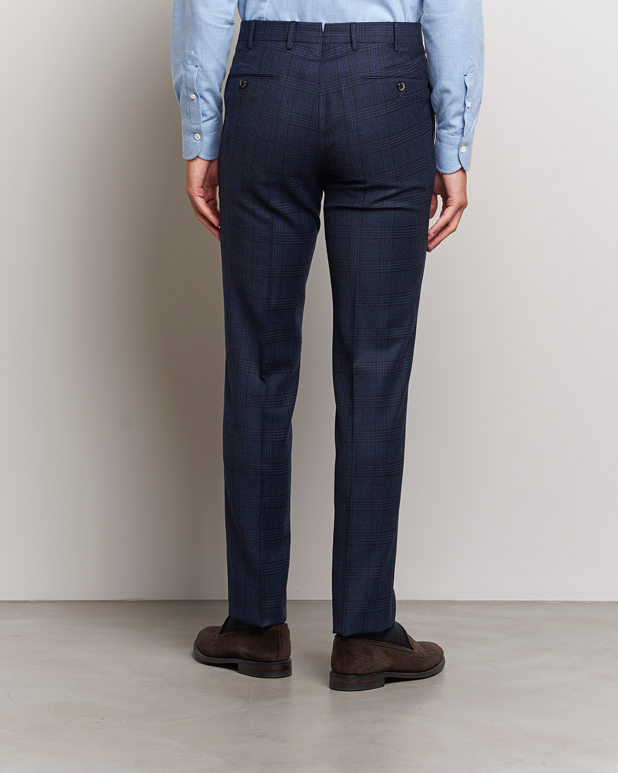 Mies | Housut | PT01 | Slim Fit Prince Of Wales Wool Trousers Navy