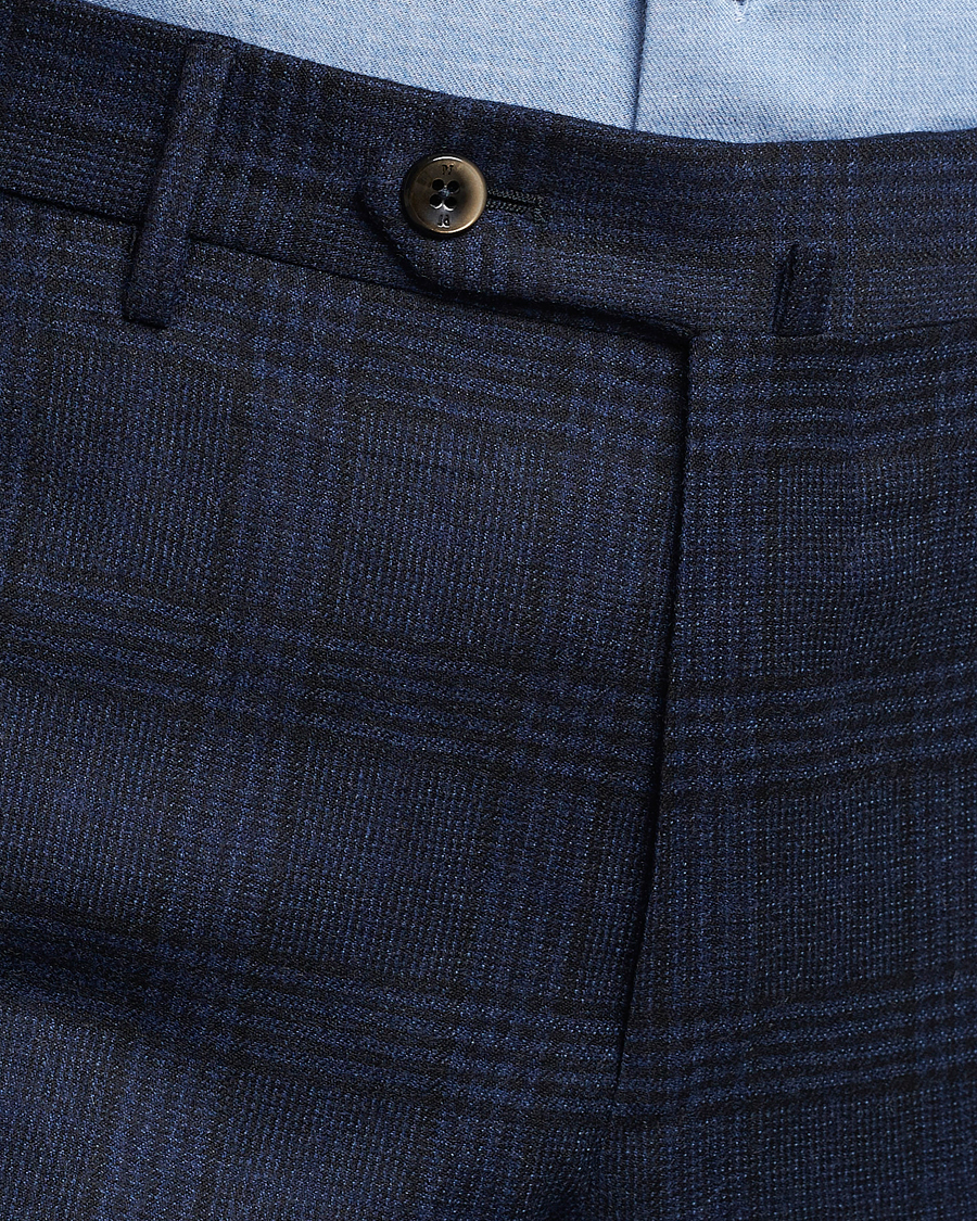 Mies | Housut | PT01 | Slim Fit Prince Of Wales Wool Trousers Navy