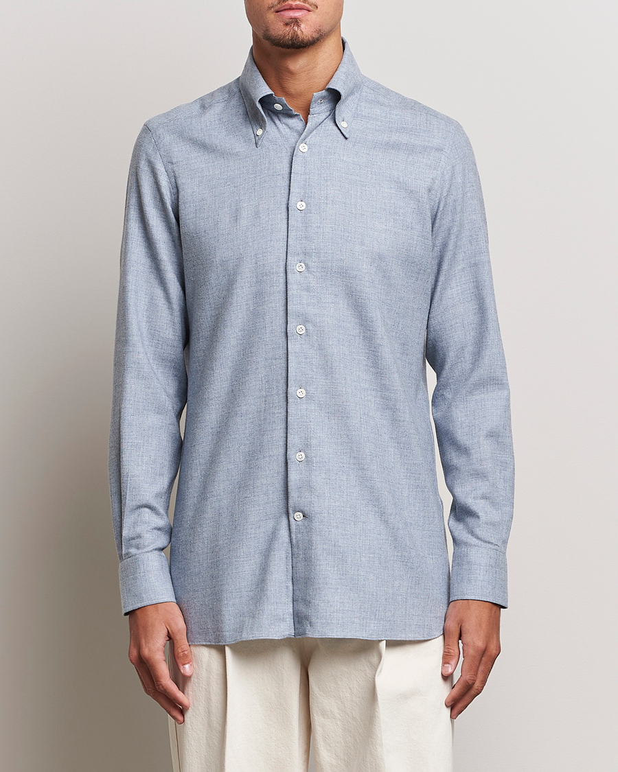 Mies | Rennot | 100Hands | Cotton Button Down Flannel Shirt Grey