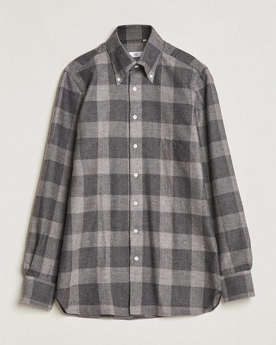 Mies | Kauluspaidat | 100Hands | Large Checked Flannel Shirt Grey