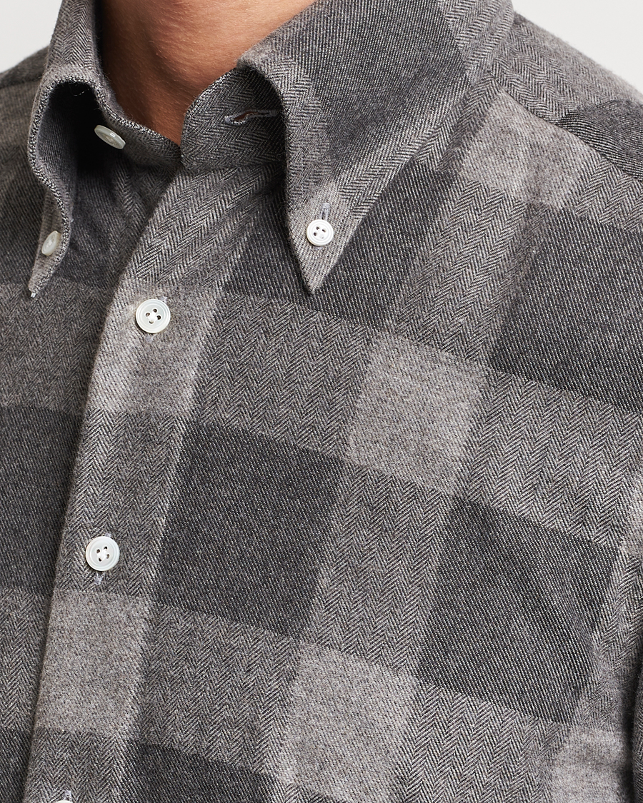 Mies | Kauluspaidat | 100Hands | Large Checked Flannel Shirt Grey
