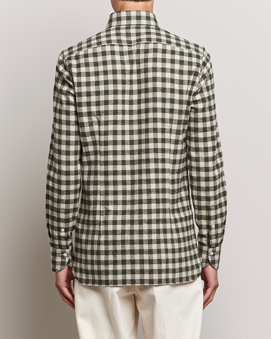 Mies | Kauluspaidat | 100Hands | Checked Cotton Flannel Shirt Green Grey