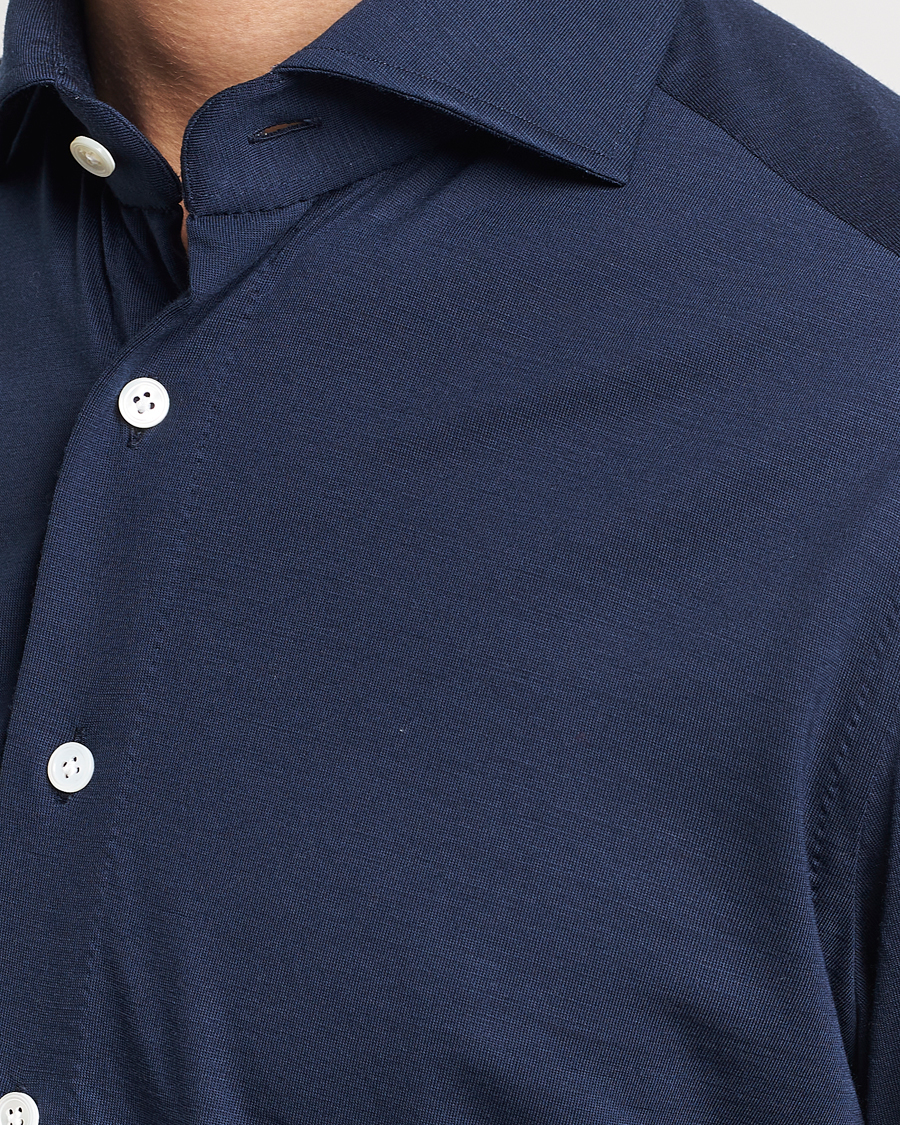 Mies | Kauluspaidat | 100Hands | Wool Cut Away Shirt Navy Blue
