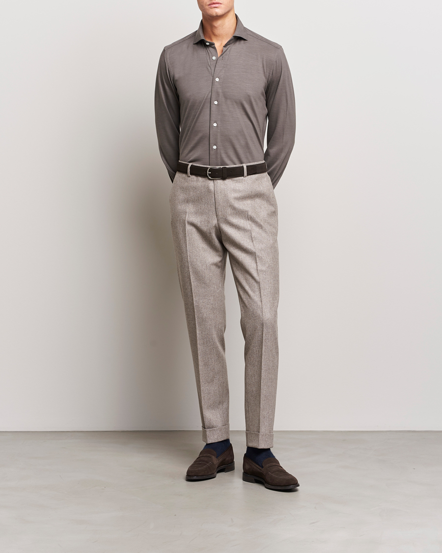 Mies | Kauluspaidat | 100Hands | Wool Cut Away Shirt Green Grey