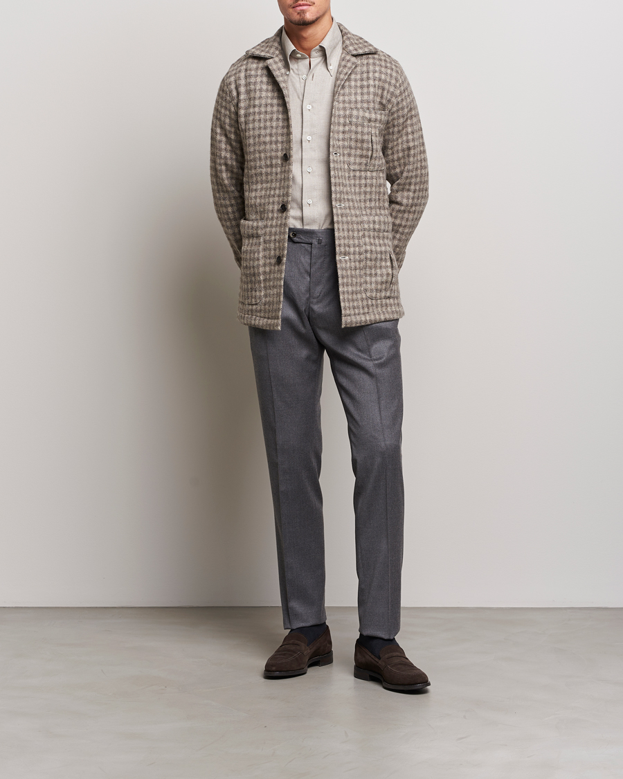 Mies | Kauluspaidat | 100Hands | Fox Brothers Checked Wool Travellers Jacket Brown