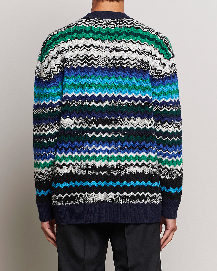 Mies | Puserot | Missoni | Chevron Wool Cardigan Black/Blue