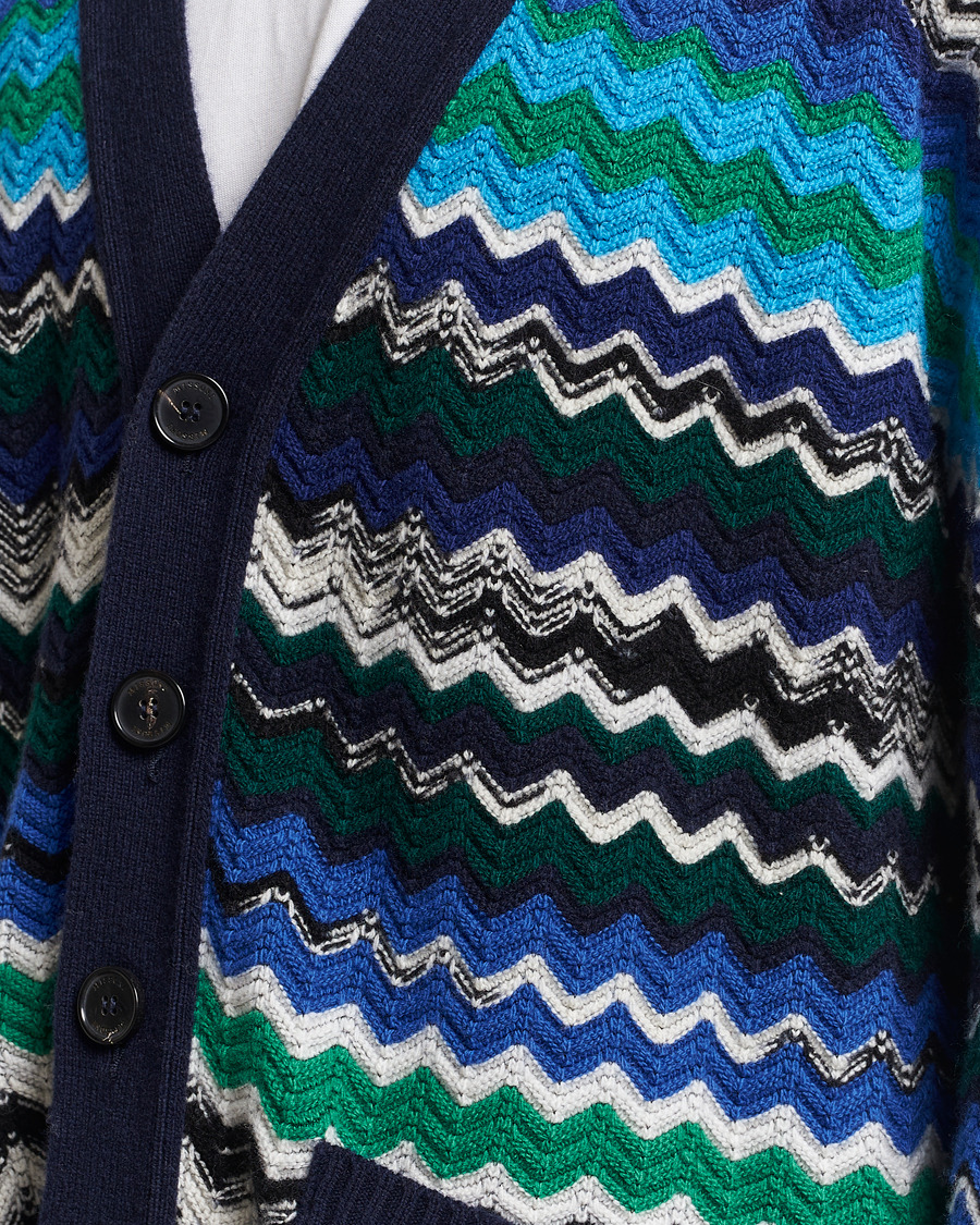 Mies | Puserot | Missoni | Chevron Wool Cardigan Black/Blue