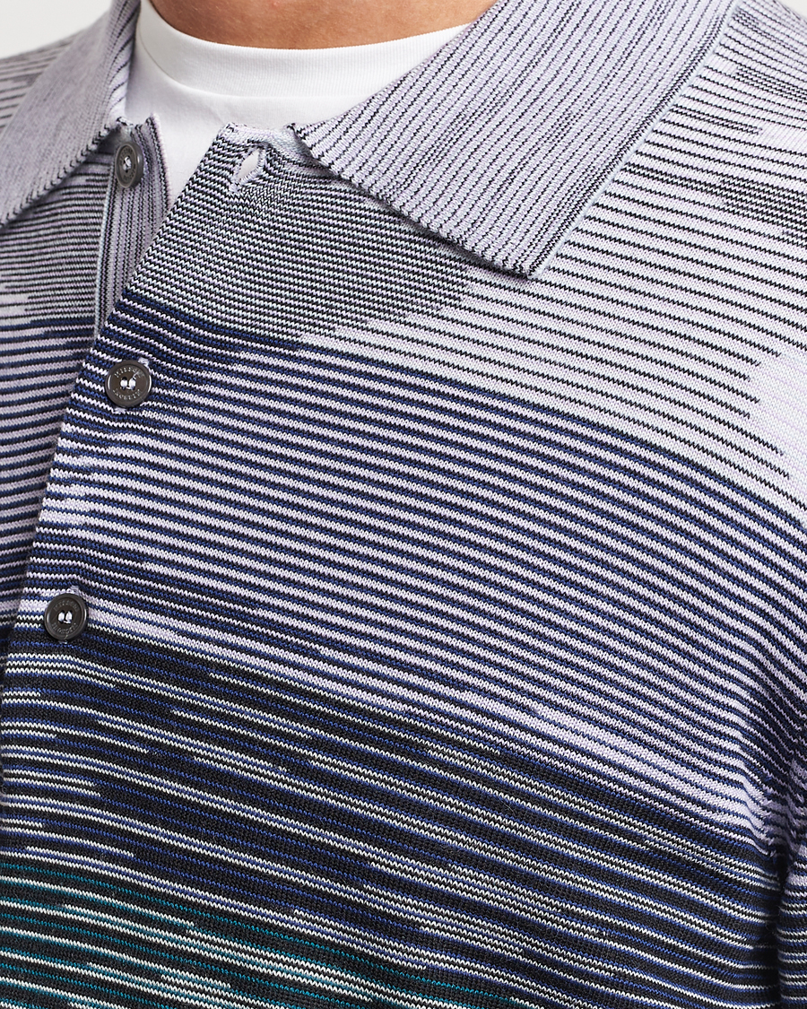 Mies | Puserot | Missoni | Space Dyed Long Sleeve Polo Blue/Black