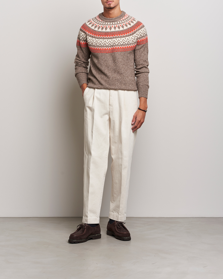 Mies | Puserot | Altea | Cashmere Blend Norwegian Sweater Beige/Red