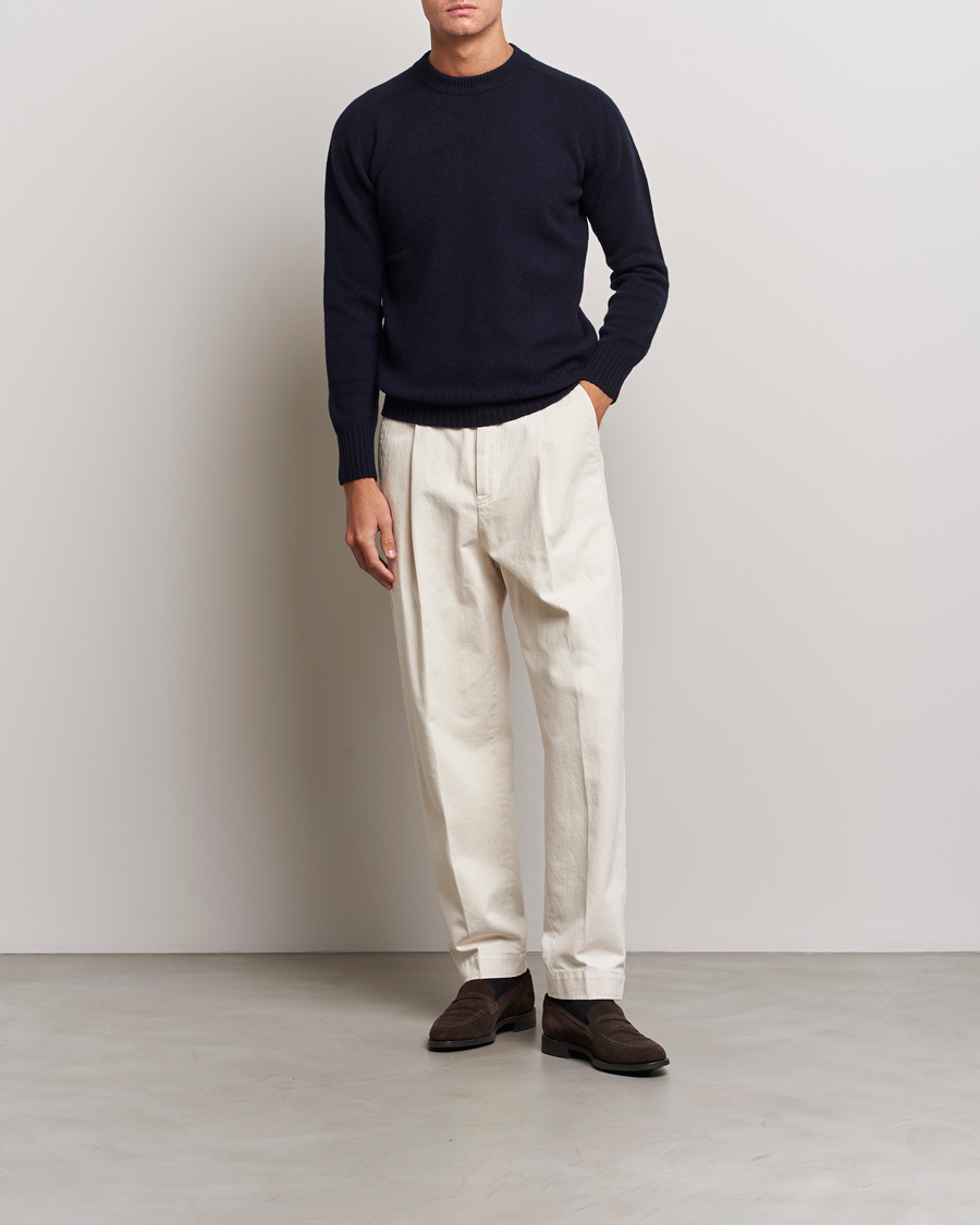 Mies | Puserot | Altea | Wool/Cashmere Crew Neck Pullover Navy