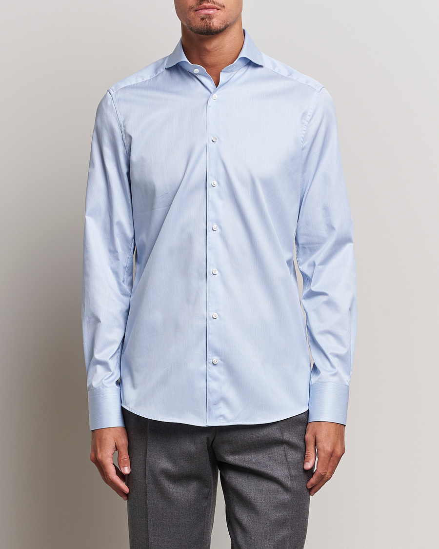 Mies |  | Stenströms | 1899 Slim Supima Cotton Twill Stripe Shirt Blue