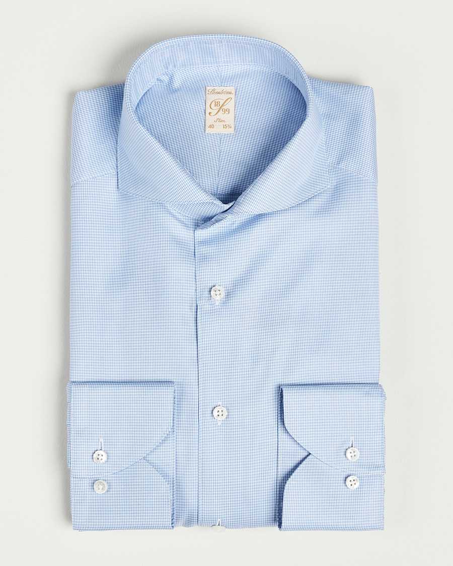 Mies |  | Stenströms | 1899 Slim Supima Cotton Houndtooth Shirt Blue