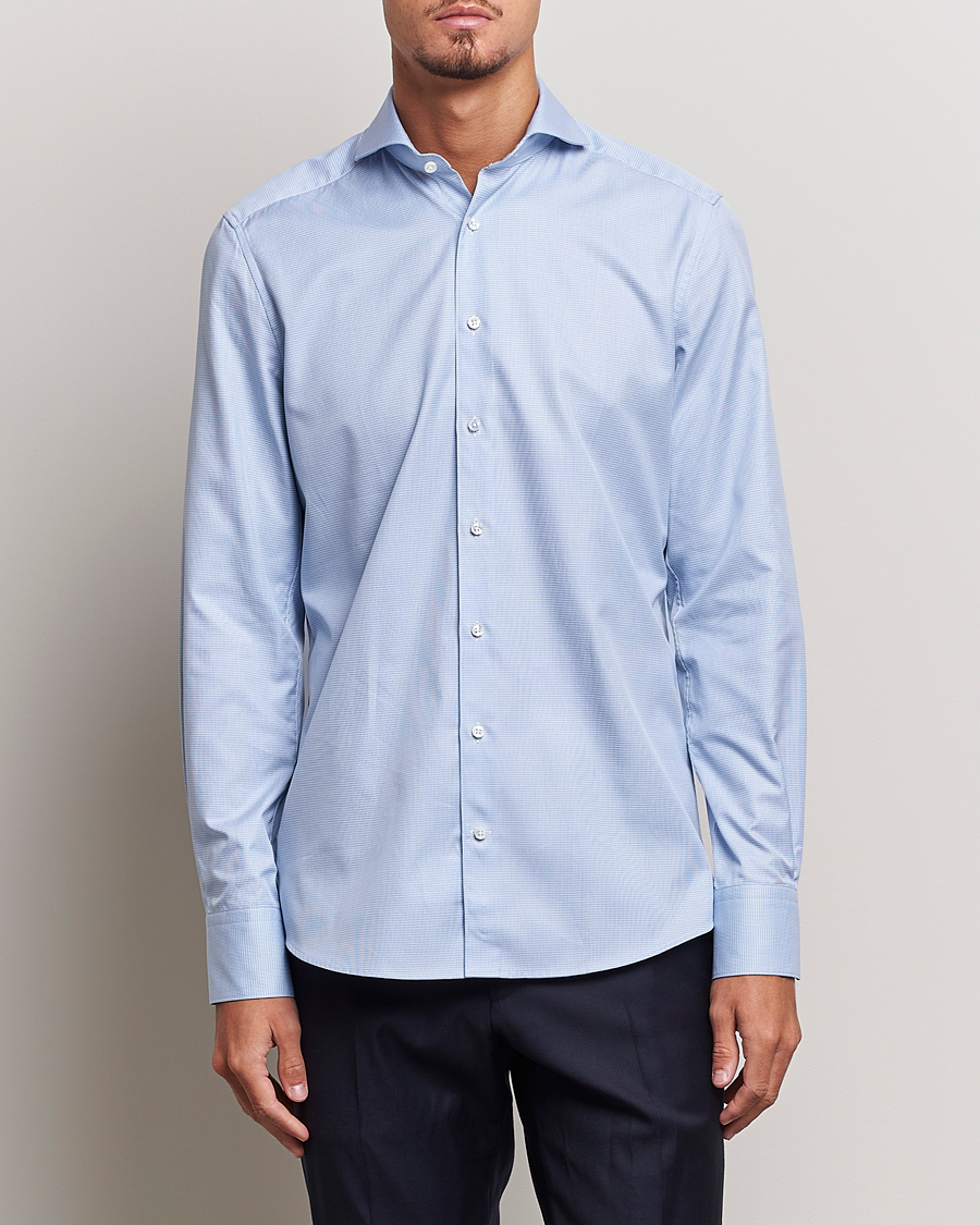 Mies | Vaatteet | Stenströms | 1899 Slim Supima Cotton Houndtooth Shirt Blue