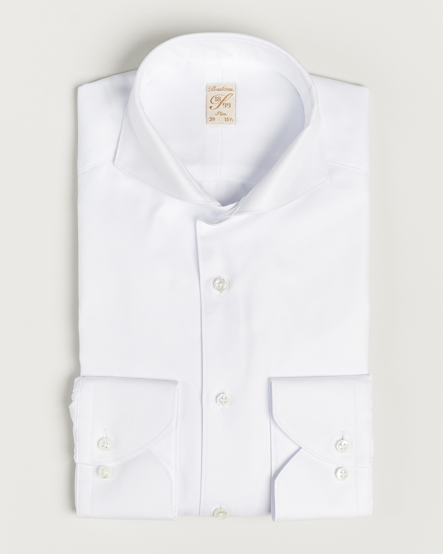 Mies | Kauluspaidat | Stenströms | 1899 Slim Supima Cotton Twill Shirt White
