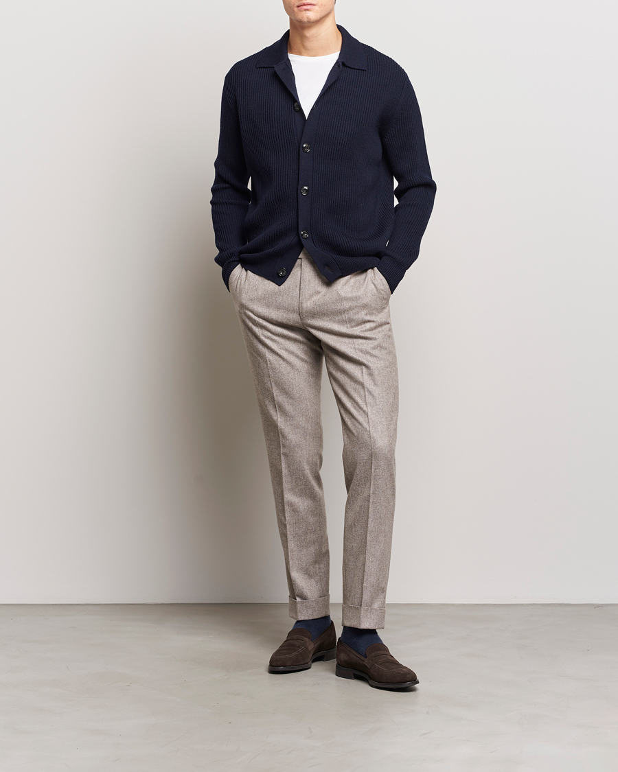 Mies | Puserot | Altea | Rib Wool Cardigan Navy