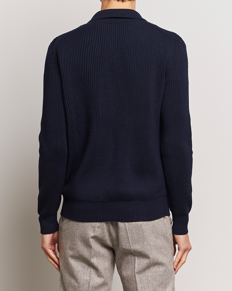 Mies | Puserot | Altea | Rib Wool Cardigan Navy