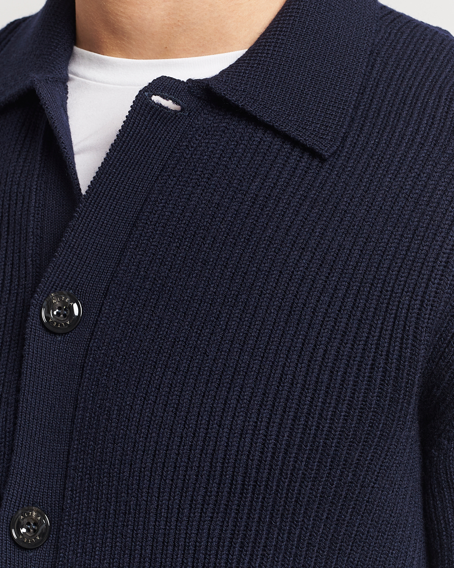 Mies | Puserot | Altea | Rib Wool Cardigan Navy