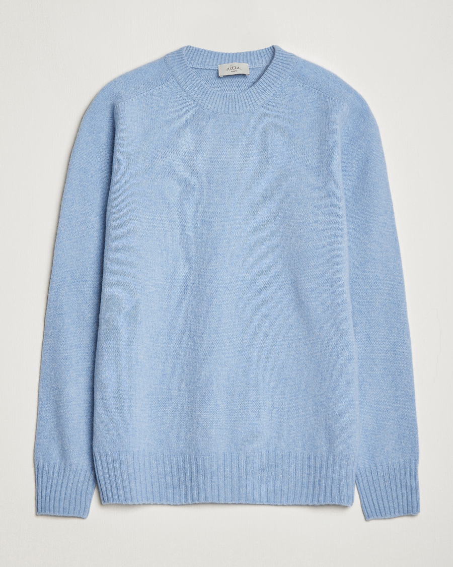 Mies | Puserot | Altea | Wool/Cashmere Crew Neck Pullover Light Blue