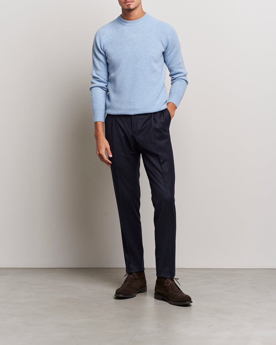 Mies | Puserot | Altea | Wool/Cashmere Crew Neck Pullover Light Blue
