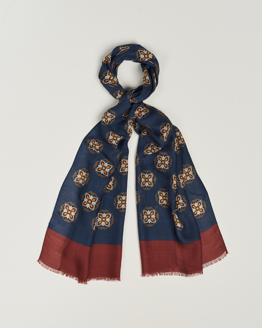 Mies | Altea Printed Medallion Wool Scarf Navy | Altea | Printed Medallion Wool Scarf Navy