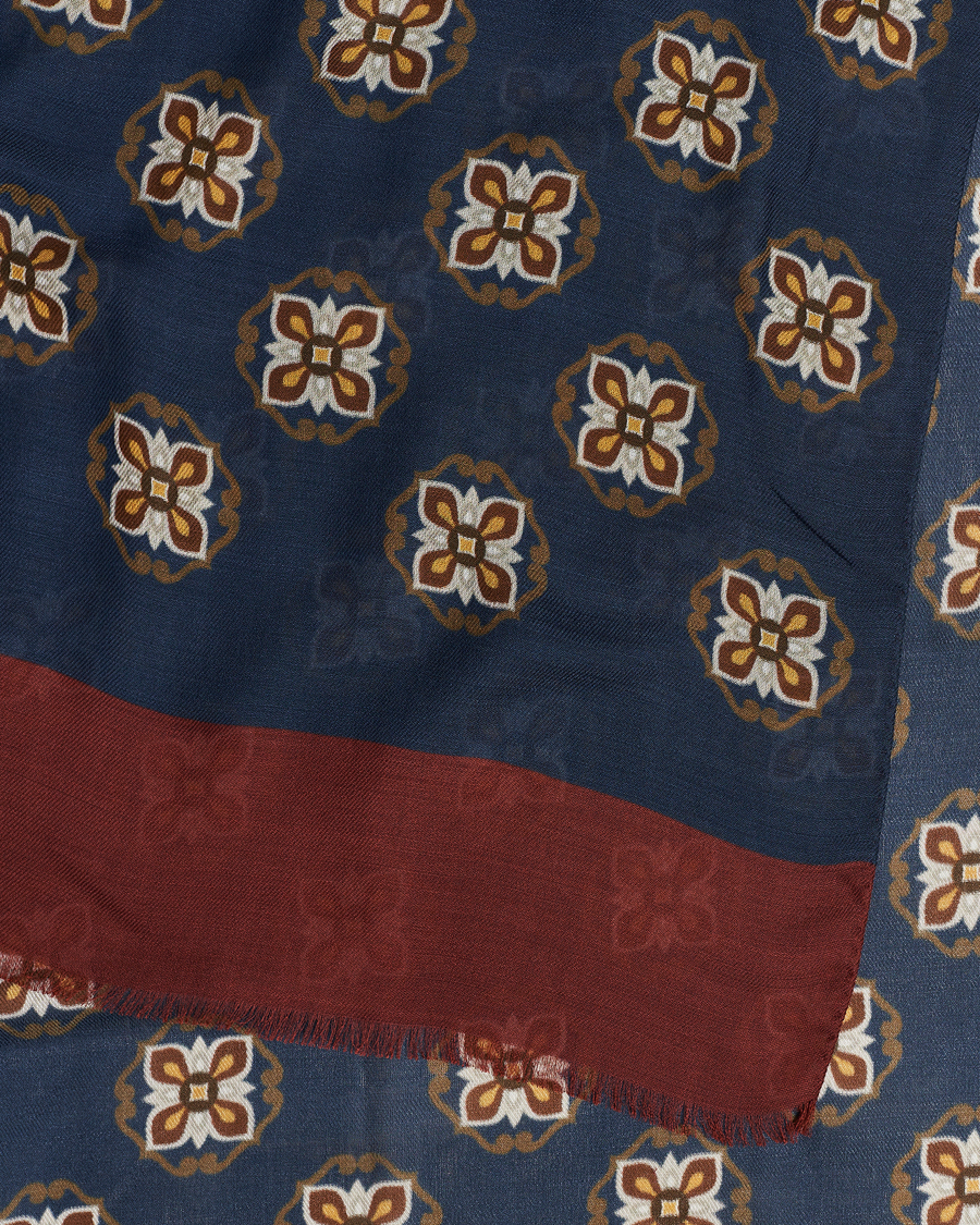 Mies | Altea Printed Medallion Wool Scarf Navy | Altea | Printed Medallion Wool Scarf Navy