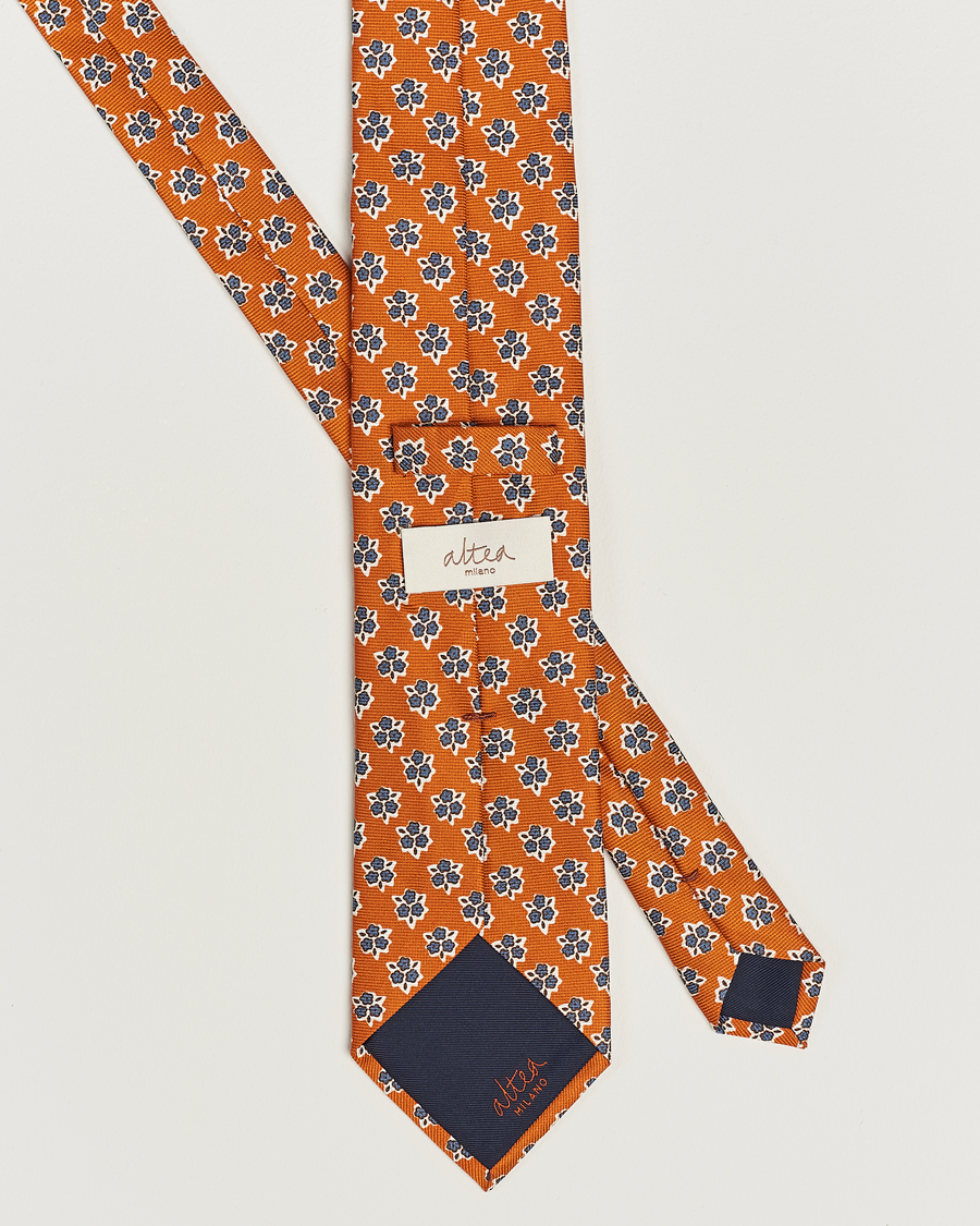 Mies | Altea Printed Silk Tie Orange | Altea | Printed Silk Tie Orange