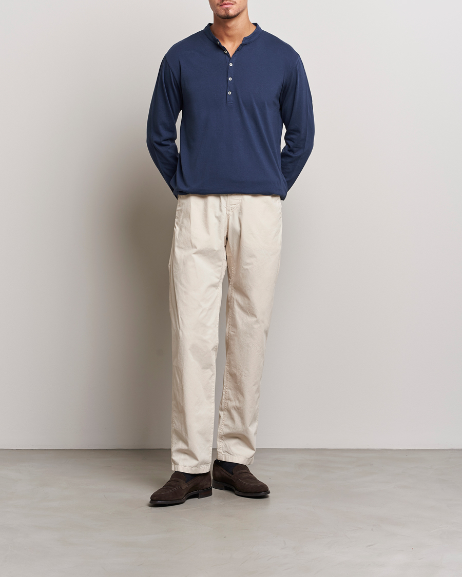 Mies | Puserot | Massimo Alba | Hawai Cotton/Cashmere Henley Navy
