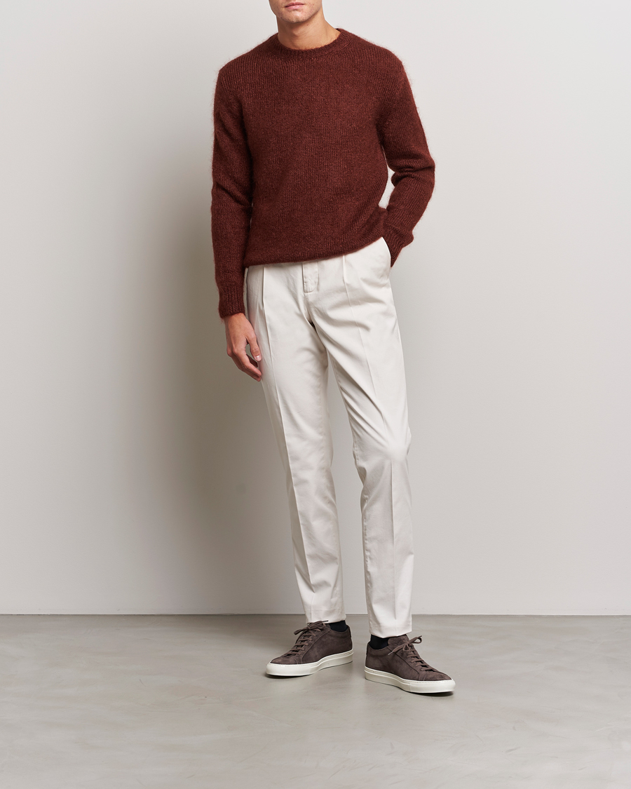 Mies | Puserot | Massimo Alba | Alder Mohair/Silk Crew Neck Burnt Orange