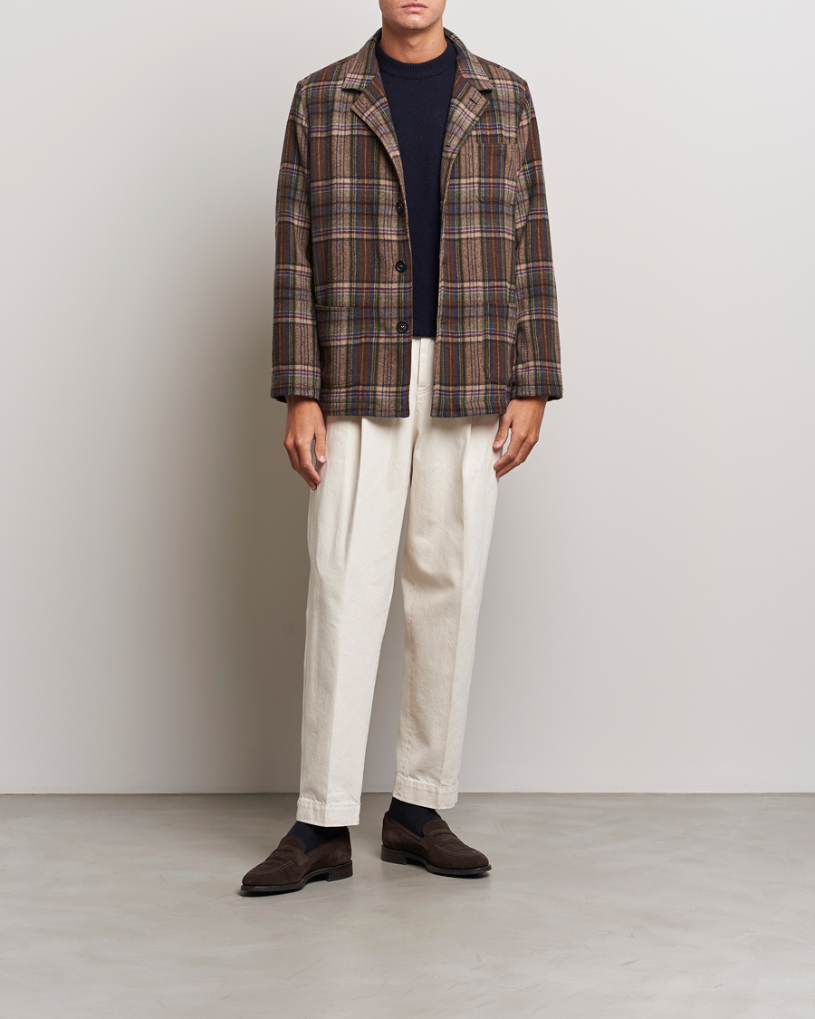 Mies | Takit | Massimo Alba | Florida Soft Wool Shirt Jacket Brown Check