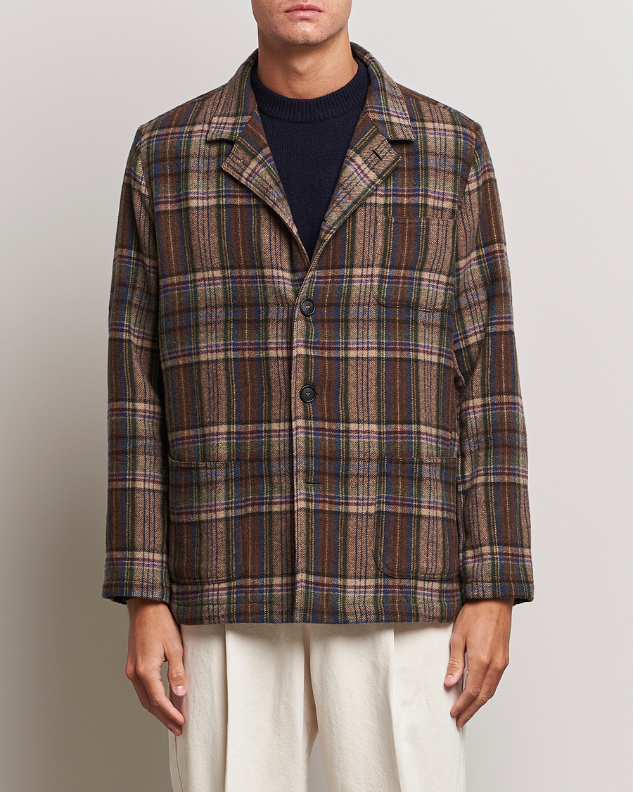 Mies |  | Massimo Alba | Florida Soft Wool Shirt Jacket Brown Check