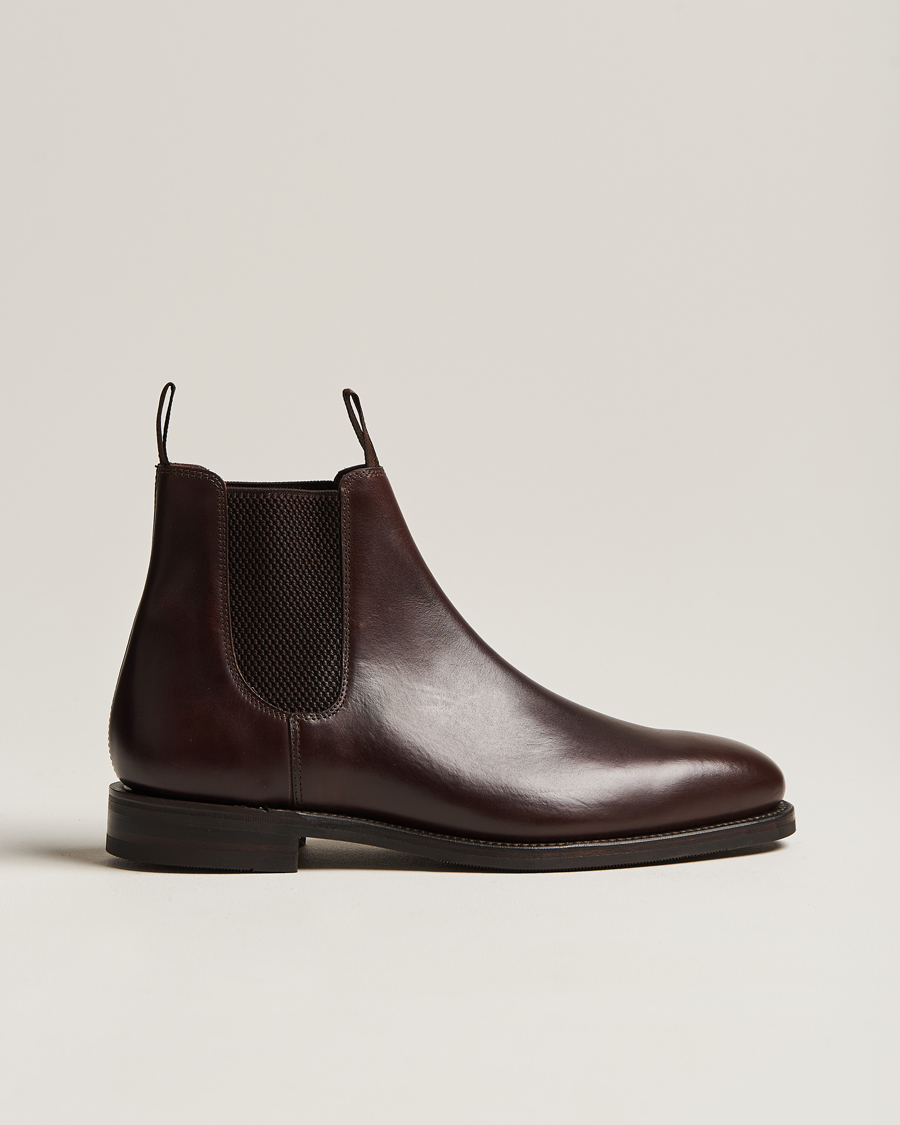Mies | Käsintehdyt kengät | Loake 1880 | Emsworth Chelsea Boot Dark Brown Leather