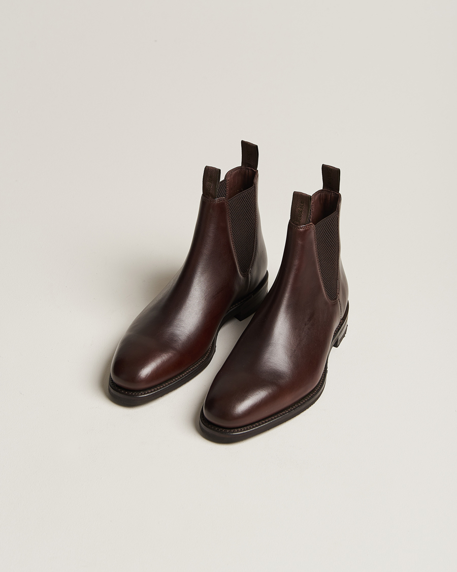 Mies | Käsintehdyt kengät | Loake 1880 | Emsworth Chelsea Boot Dark Brown Leather