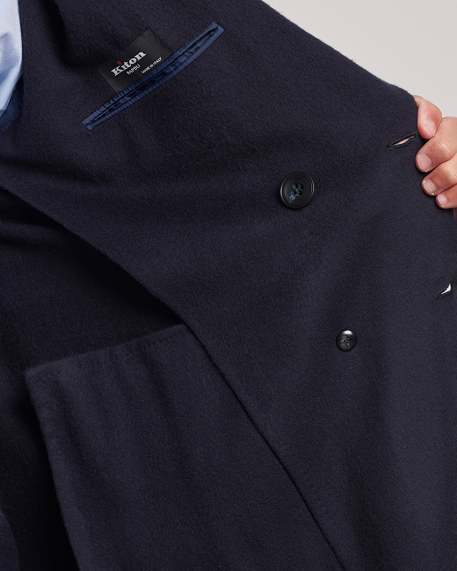 Mies | Takit | Kiton | Double Breasted Cashmere Coat Navy