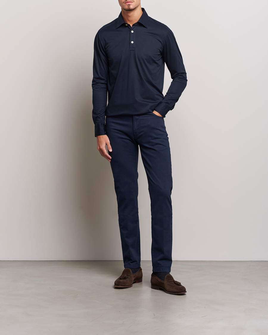 Mies | Kauluspaidat | Kiton | Popover Shirt Navy