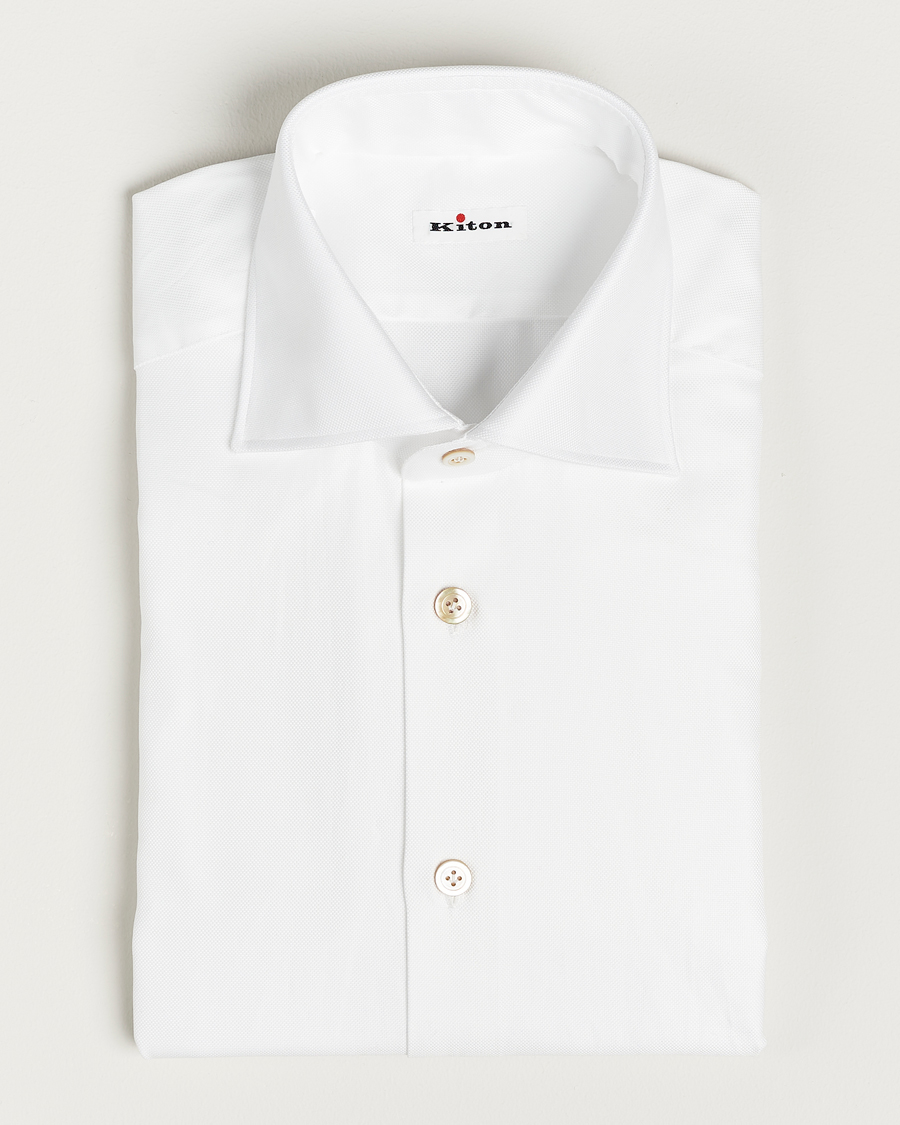 Mies | Bisnespaidat | Kiton | Slim Fit Royal Oxford Shirt White