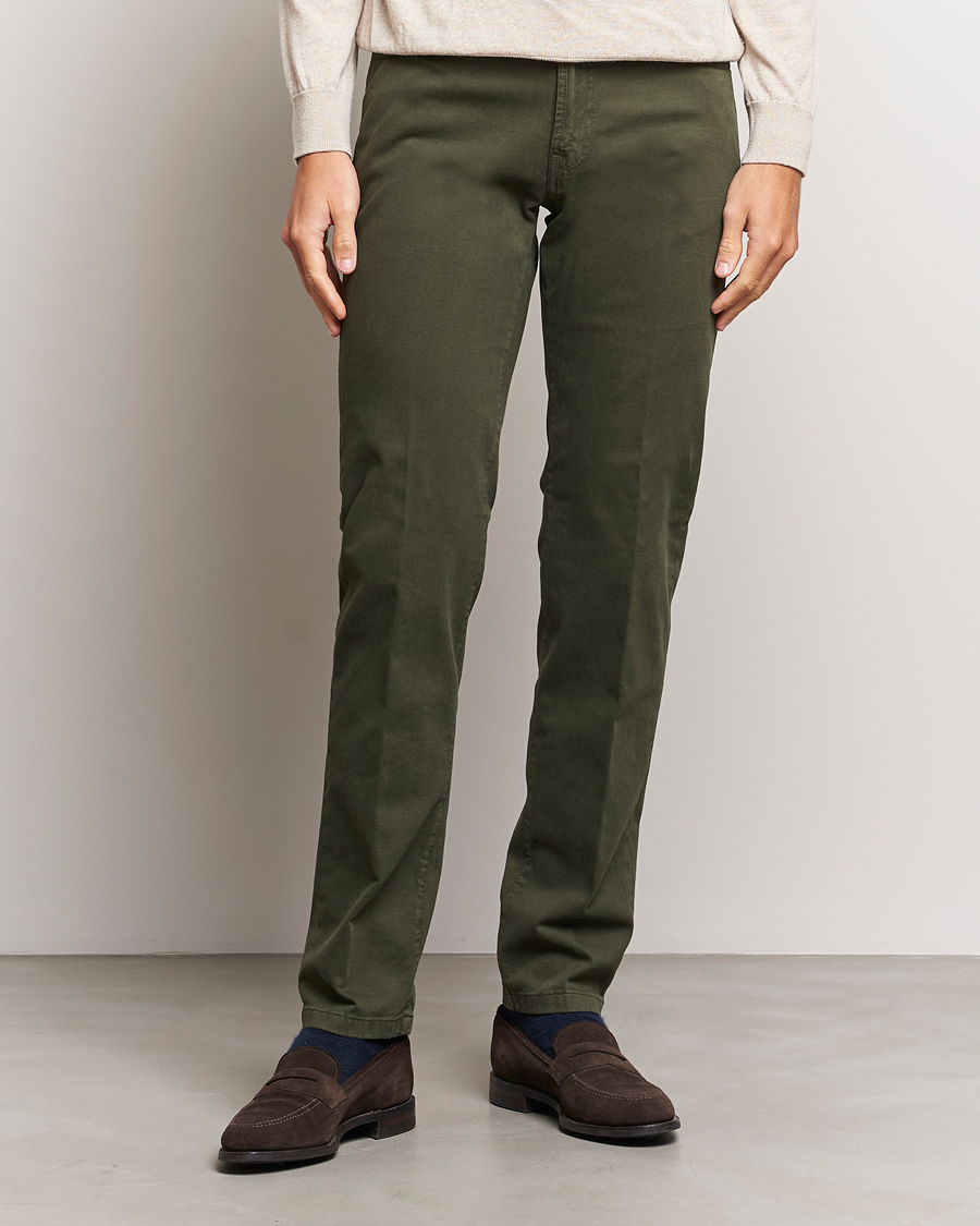 Mies |  | Kiton | Slim Fit Cashmere/Cotton 5-Pocket Pants Dark Green