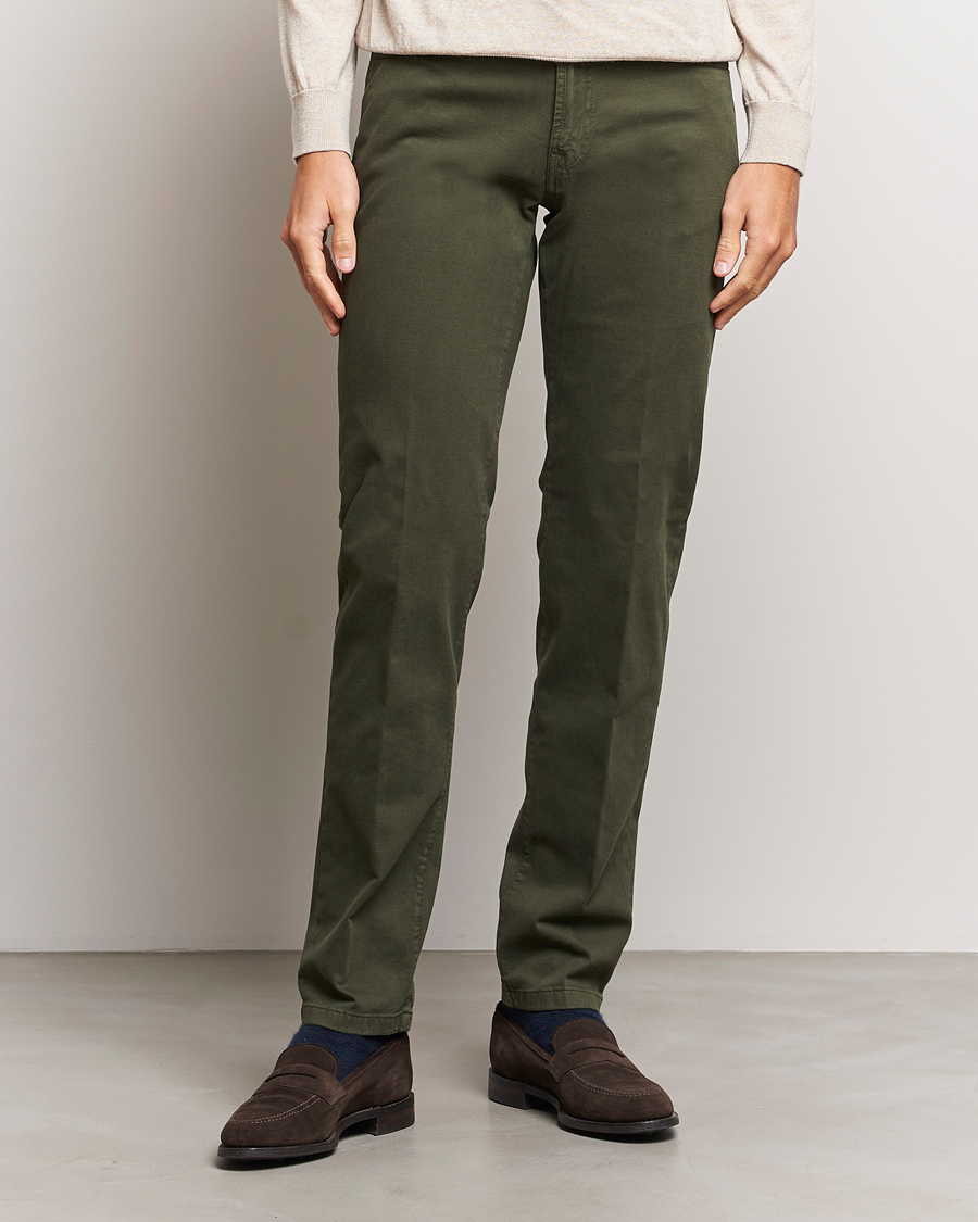 Mies | Housut | Kiton | Slim Fit Cashmere/Cotton 5-Pocket Pants Dark Green