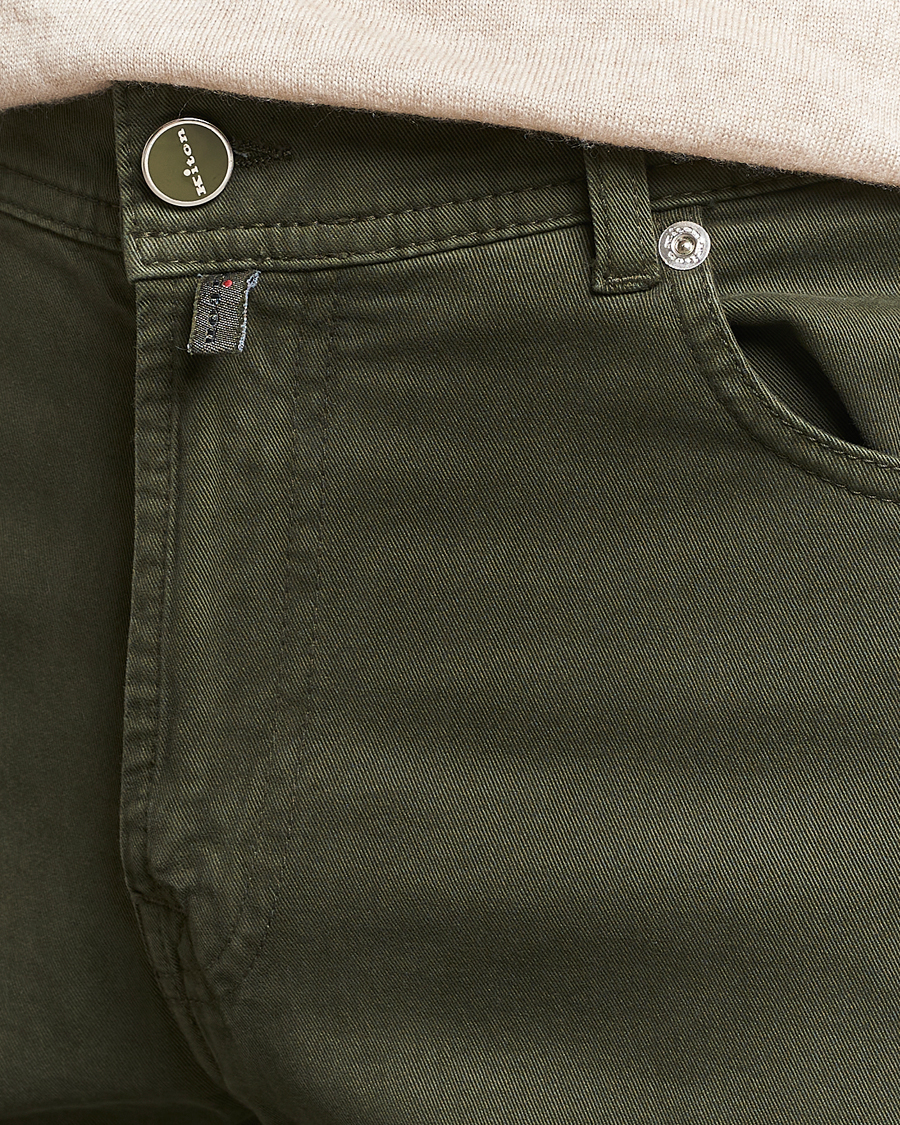 Mies | Housut | Kiton | Slim Fit Cashmere/Cotton 5-Pocket Pants Dark Green