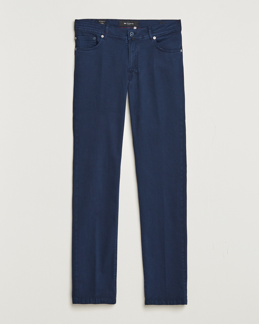 Mies | Housut | Kiton | Slim Fit Cashmere/Cotton 5-Pocket Pants Navy