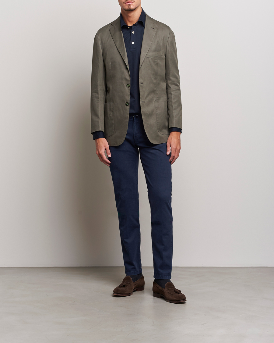 Mies | Housut | Kiton | Slim Fit Cashmere/Cotton 5-Pocket Pants Navy