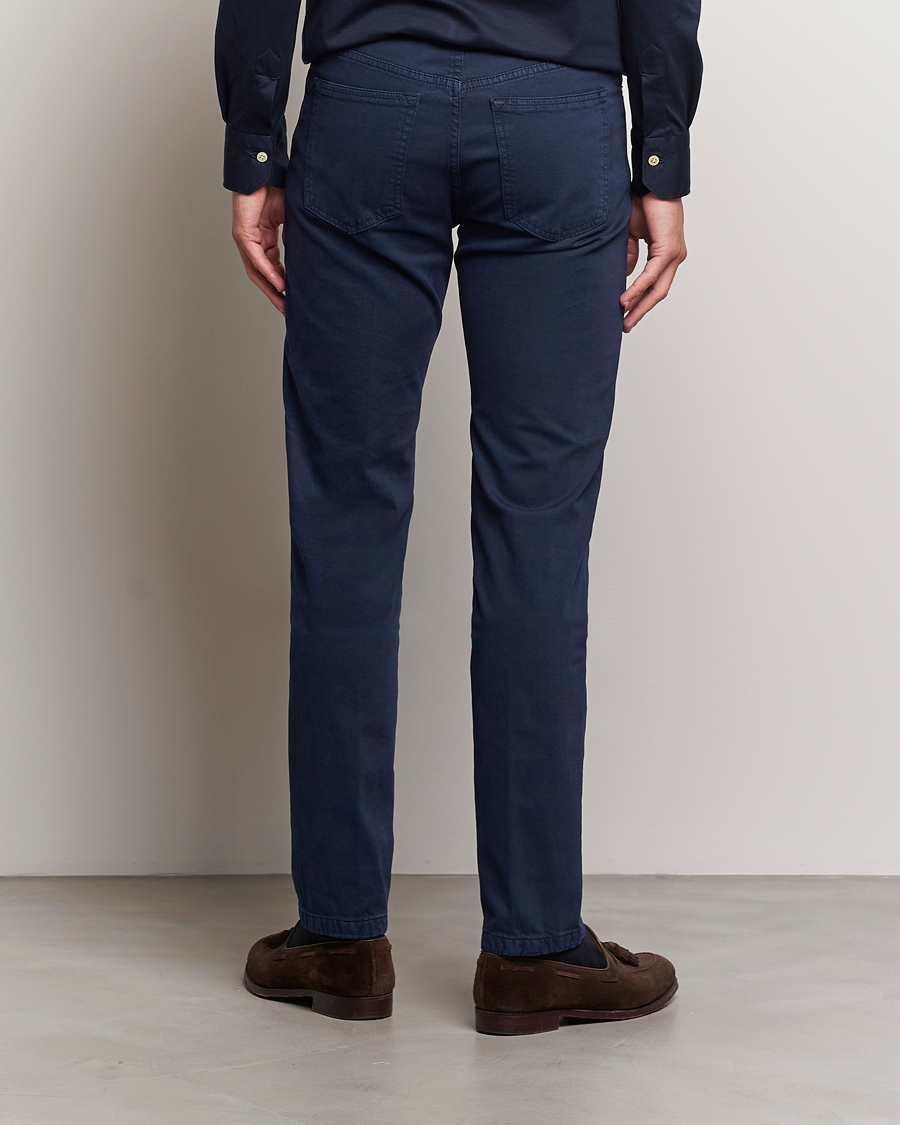 Mies | Housut | Kiton | Slim Fit Cashmere/Cotton 5-Pocket Pants Navy