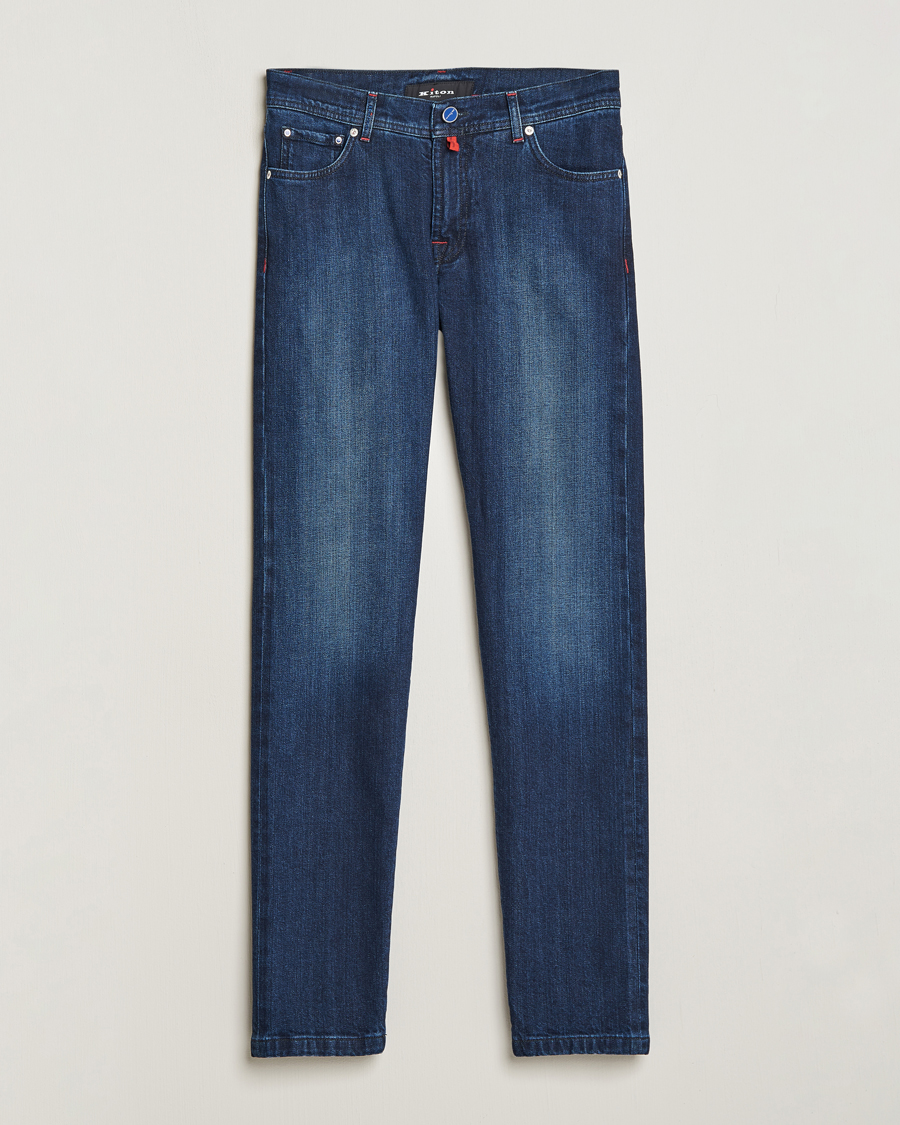 Mies | Farkut | Kiton | Slim Fit Stretch Jeans Medium Blue Wash