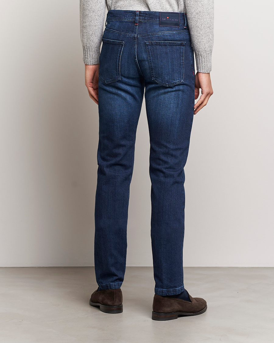 Mies | Farkut | Kiton | Slim Fit Stretch Jeans Medium Blue Wash