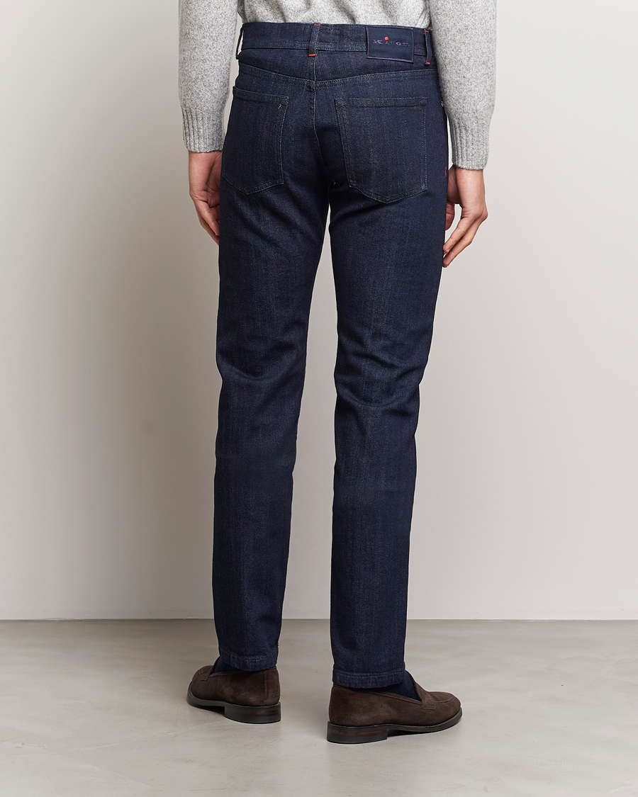 Mies | Farkut | Kiton | Slim Fit Stretch Jeans Dark Blue Wash