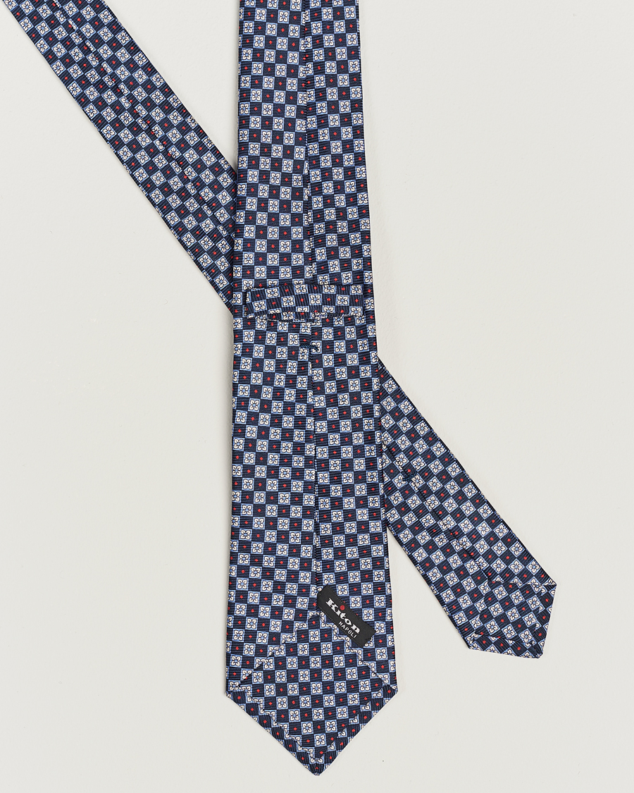 Mies | Kiton Micro Print Silk Tie Navy | Kiton | Micro Print Silk Tie Navy