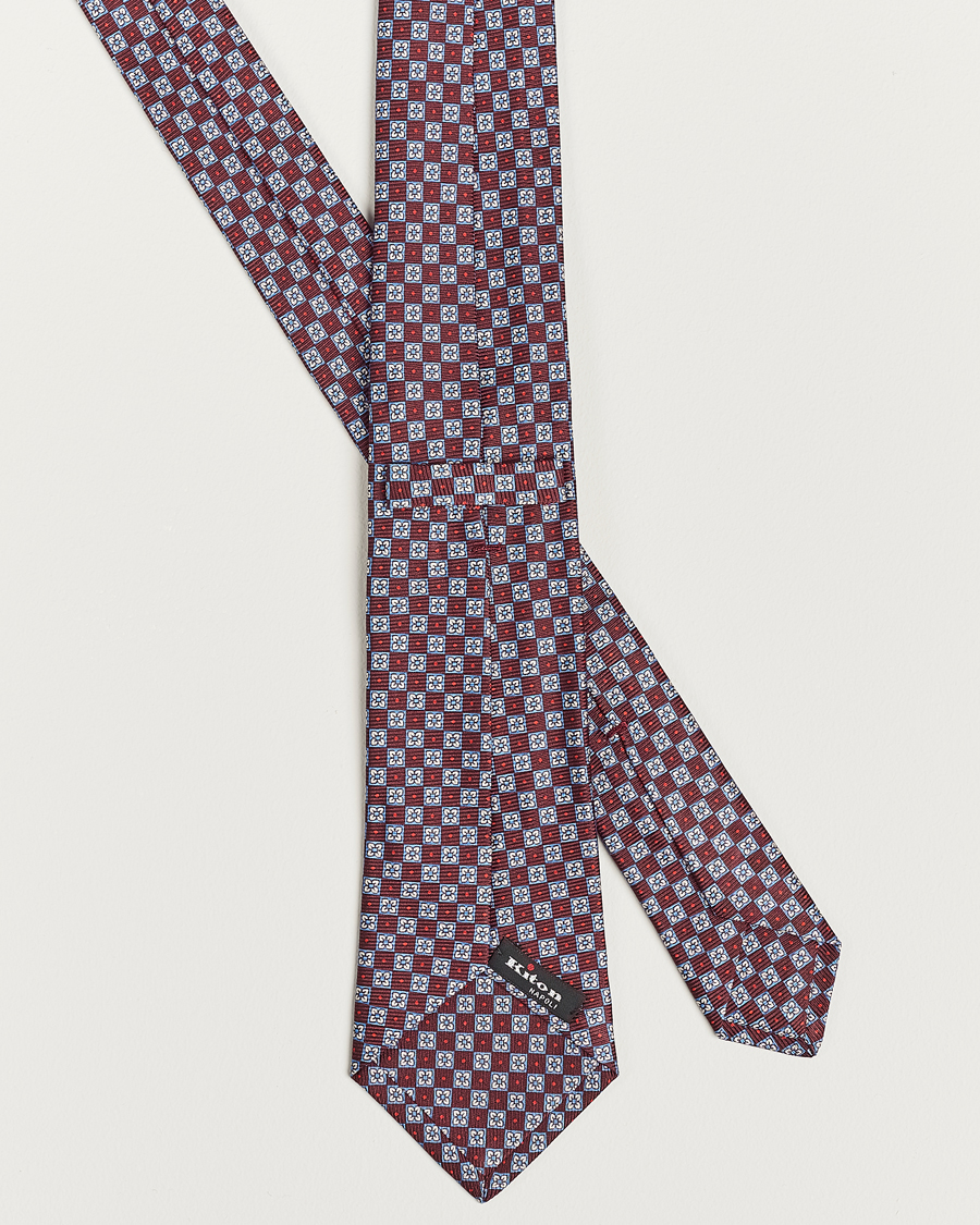 Mies | Kiton Micro Print Silk Tie Burgundy | Kiton | Micro Print Silk Tie Burgundy
